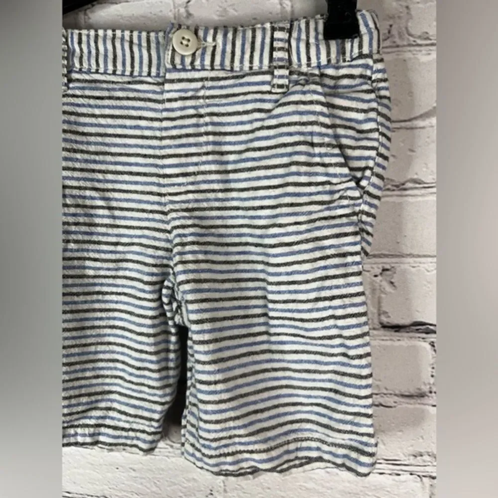 Children's place‎ blue white striped linen cotton blend boy shorts 5t